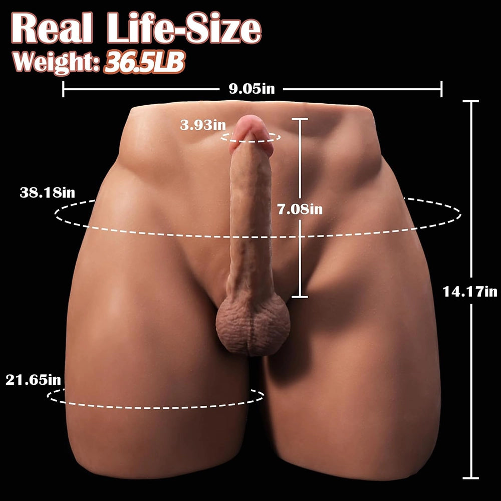 Brian-36.5Lb Big Ass Male Sex Doll Torso With 7.08" x 3.9" Dildo