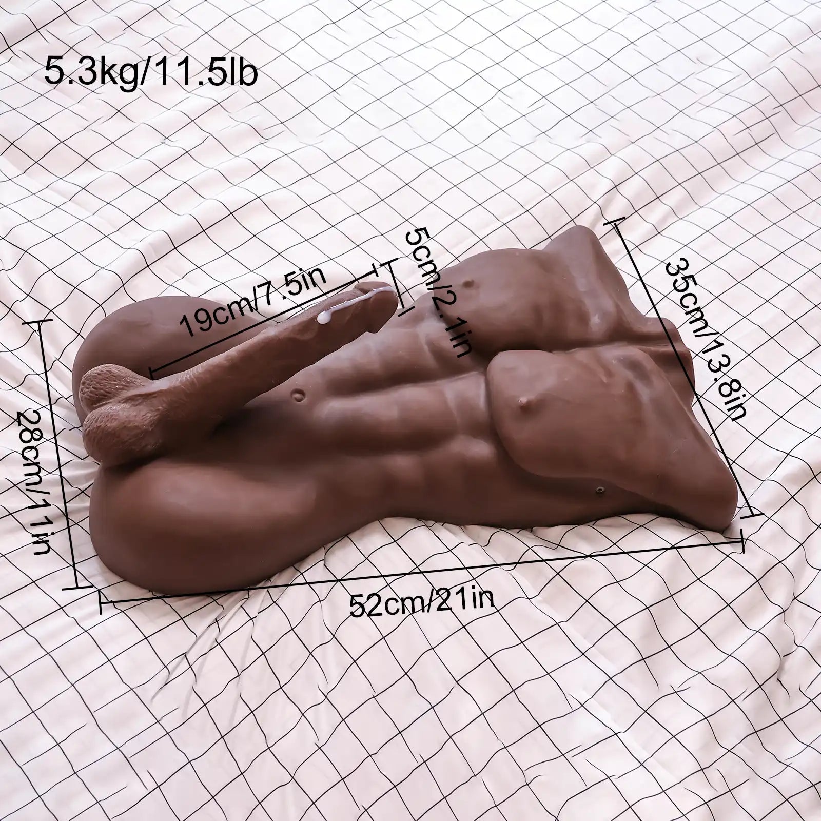 Jeff-11.5LB Male Sex Torso with 7.5" x 2.1" Dildo