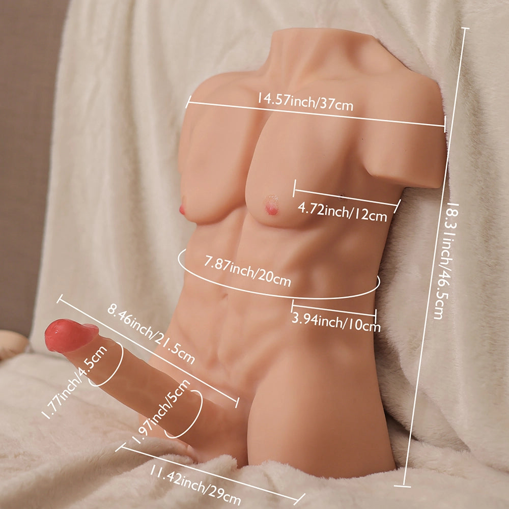 John-14LB Strong Muscle Male Torso Doll With 8.4″ x 1.7" Big Dildo