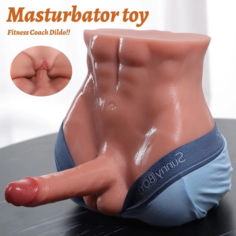Vernon-11 LB Male Torso Sex Doll With 6.9" Dildo(Brown)