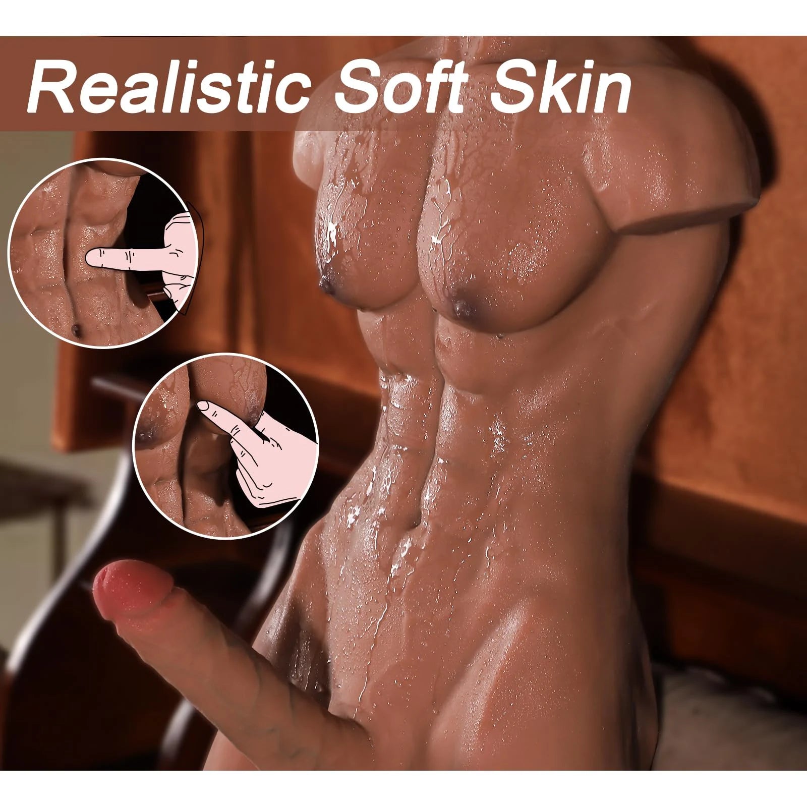 Tony-35LB Strong Muscle Male Torso With 8.5″ x 1.7" Big Dildo