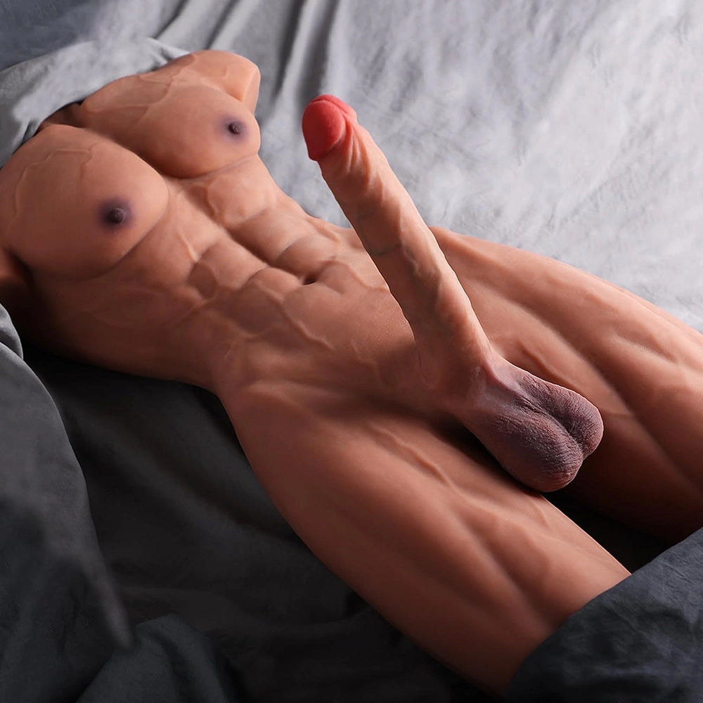 Tony-35LB Strong Muscle Male Torso With 8.5″ x 1.7" Big Dildo