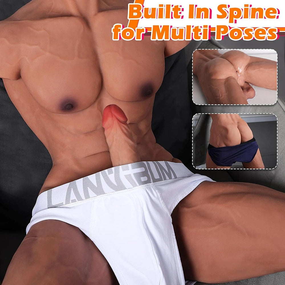 Tony-35LB Strong Muscle Male Torso With 8.5″ x 1.7" Big Dildo
