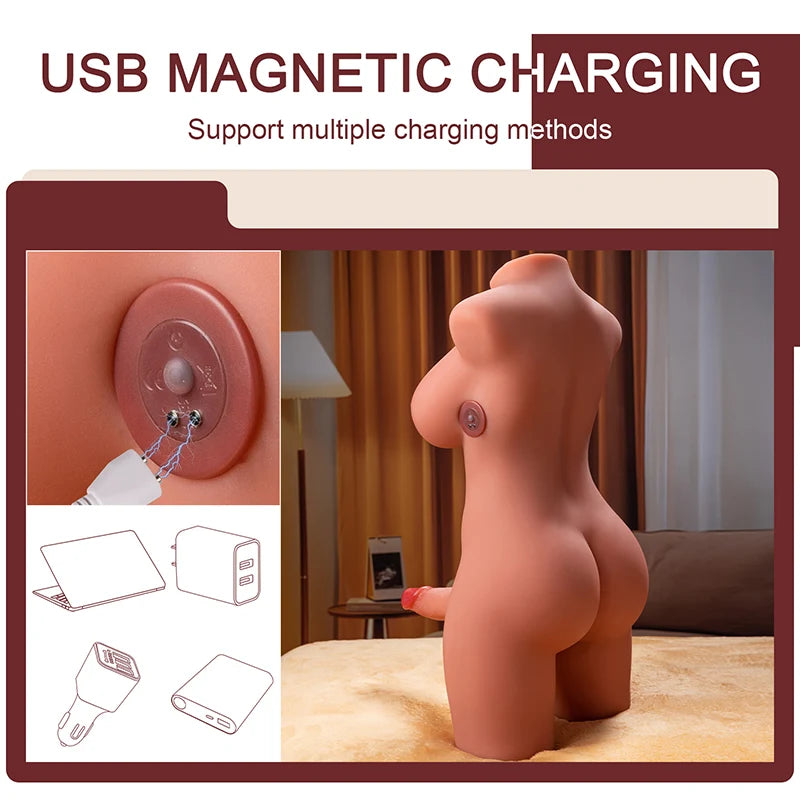 Trent-21.51LB Shemale Sex Doll Torso with 7in Thrusting Dildo