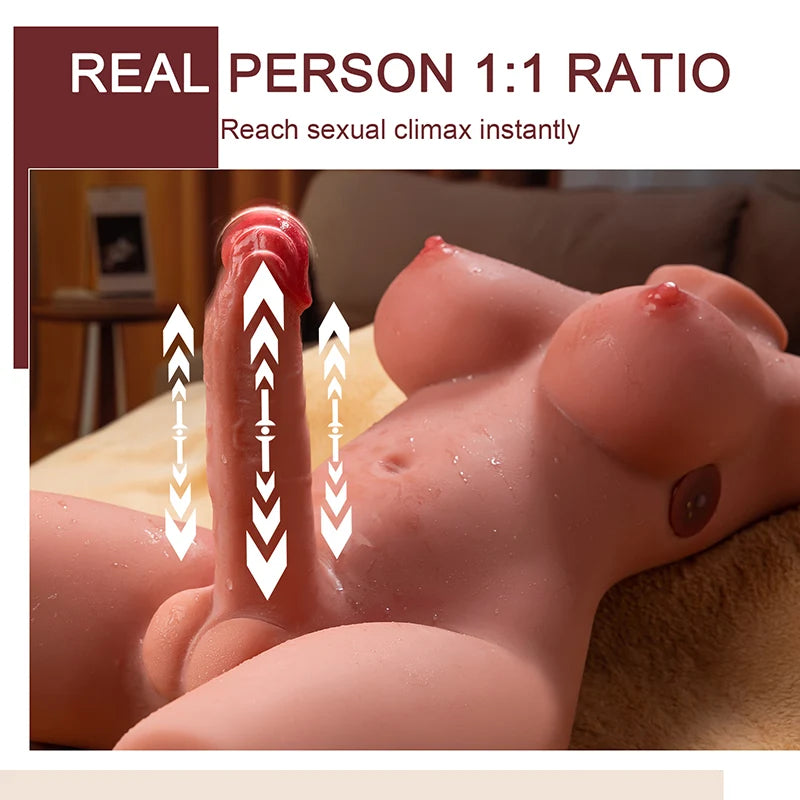 Trent-21.51LB Shemale Sex Doll Torso with 7in Thrusting Dildo