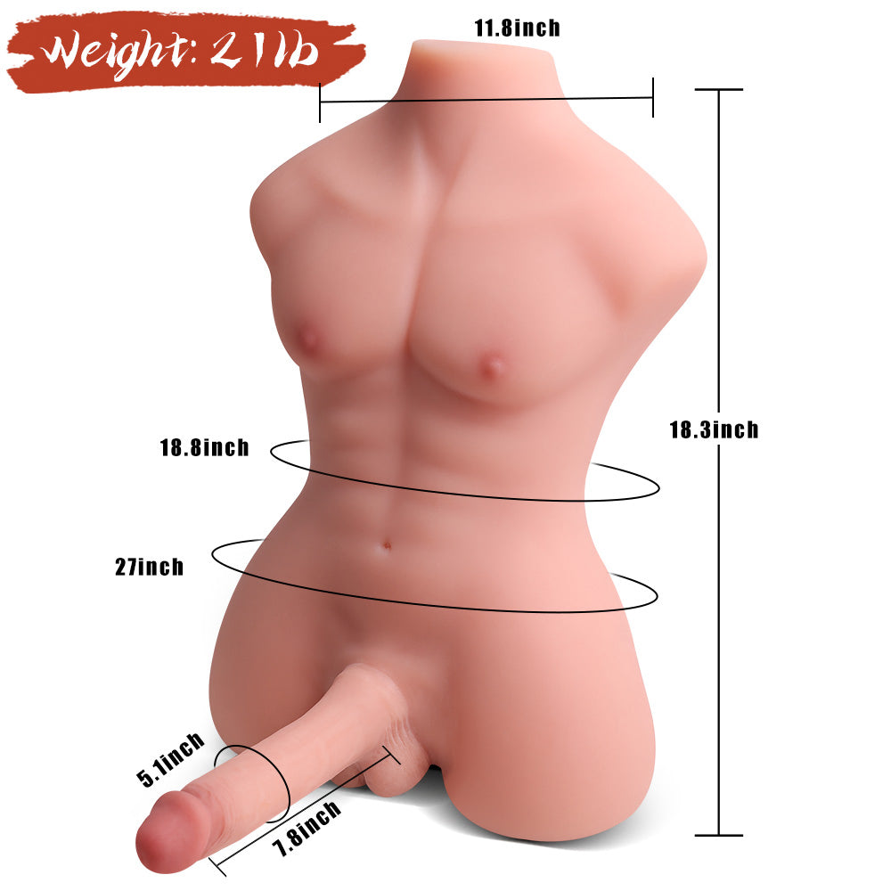 William-18.73LB Male Torso with 7.8" x 1.5“ Real Dick