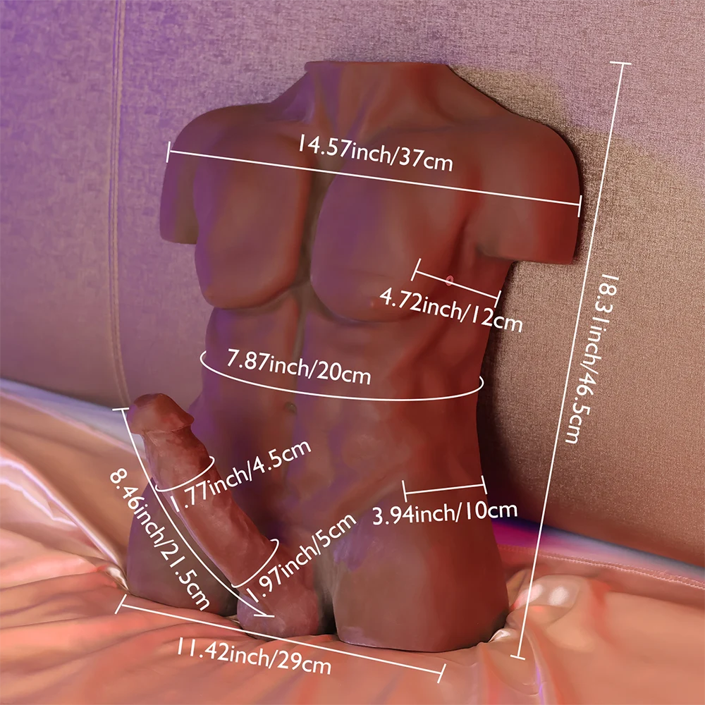 John-14LB Strong Muscle Male Torso Doll With 8.4″ x 1.7" Big Dildo