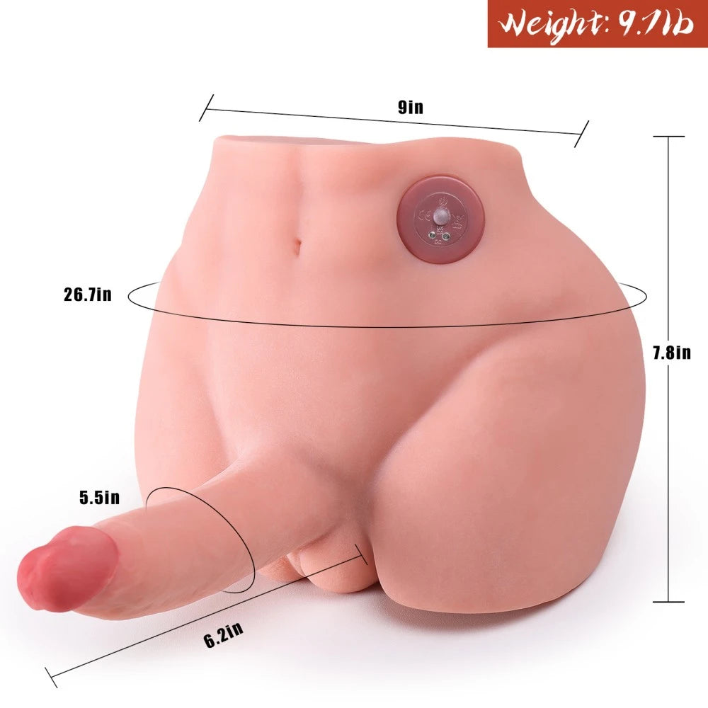 Ethan-9.7LB Male Sex Doll Torso with 6.2″ Vibrating Dildo