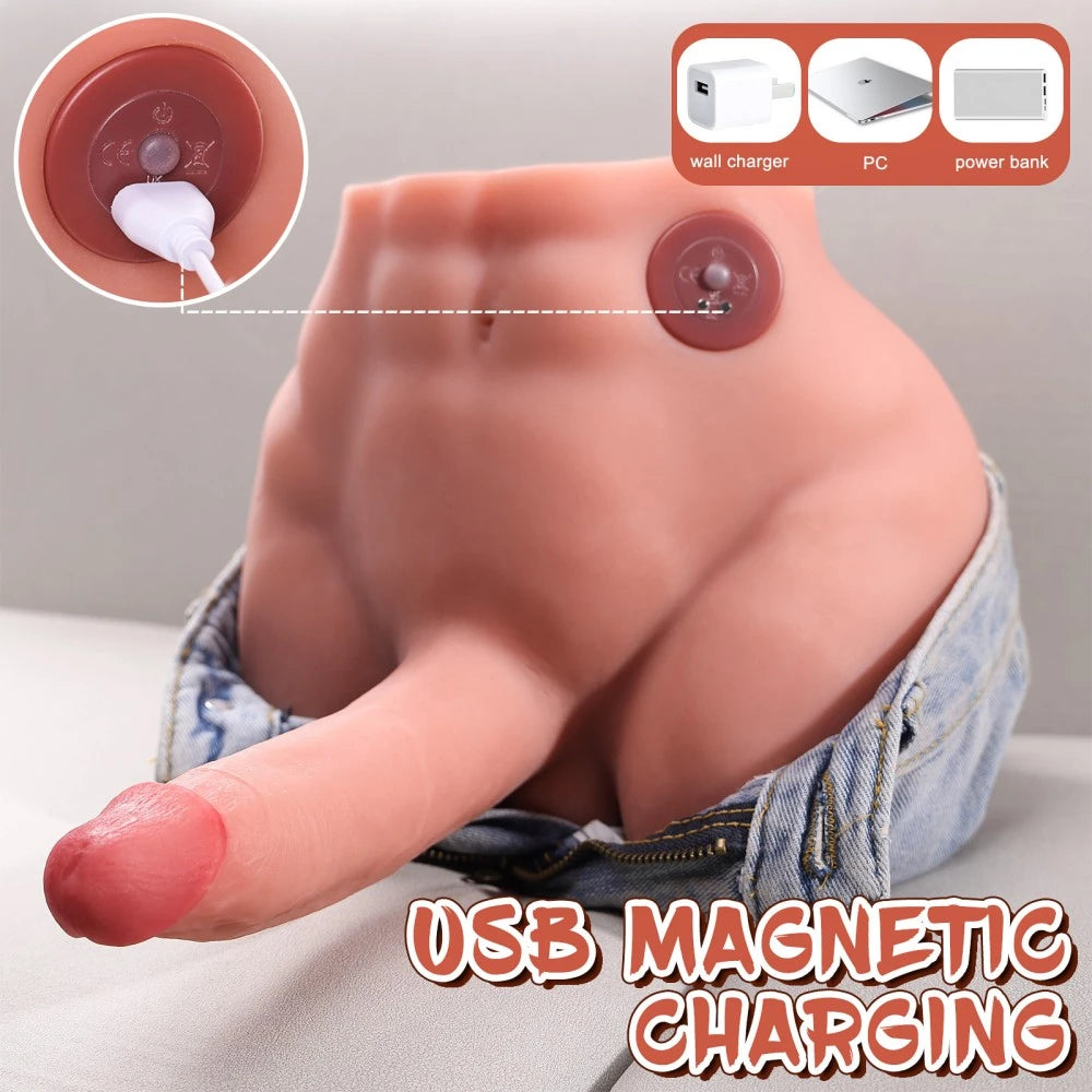 Ethan-9.7LB Male Sex Doll Torso with 6.2″ Vibrating Dildo