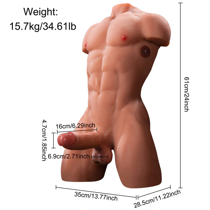 Henry-18.96LB  Realistic Male Torso With 6.29" x 1.85 " Thrusting Dildo