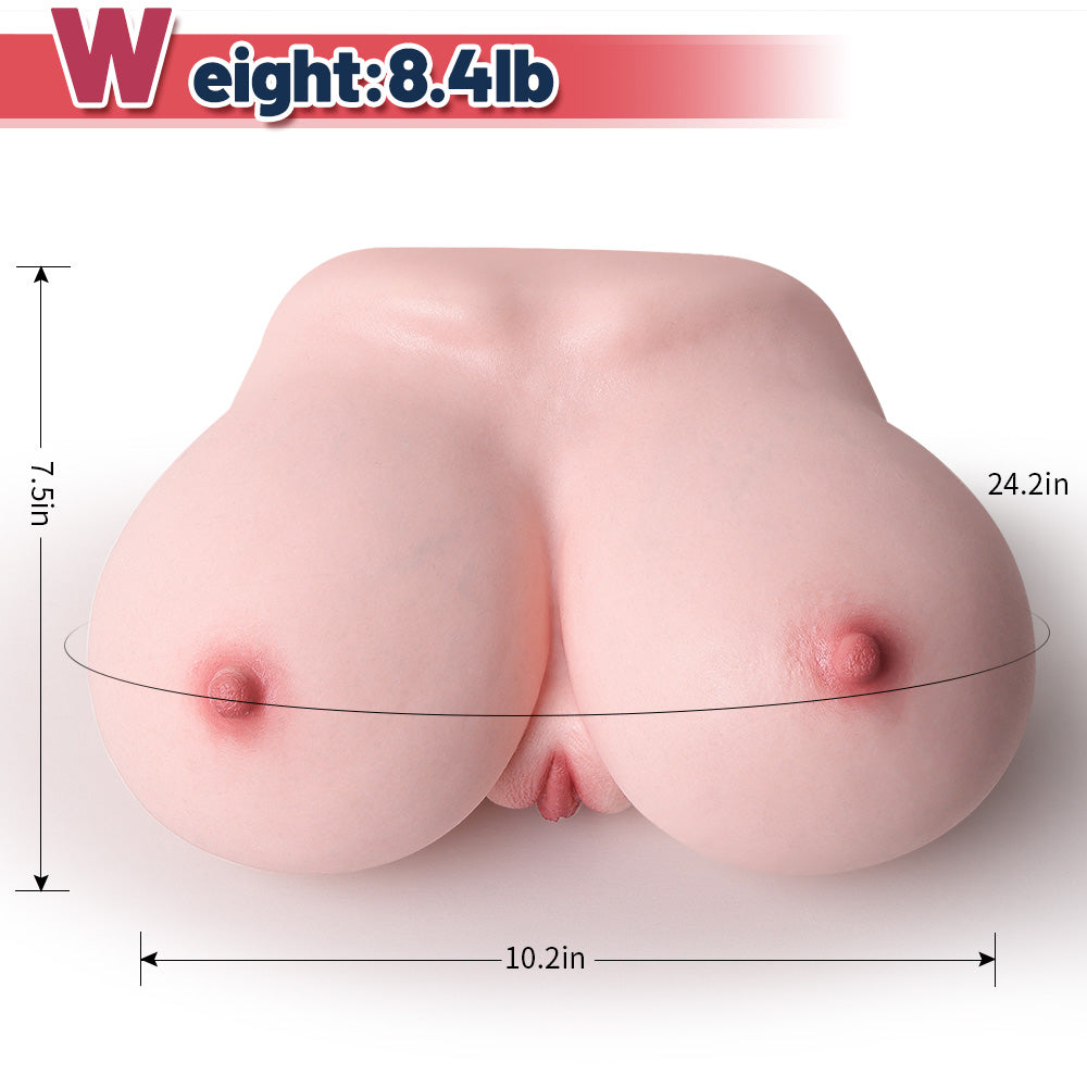 Emma-8.4LB Fluid-G Breast Torso Sex Toy with 4.7" Soft Vaginal Channel
